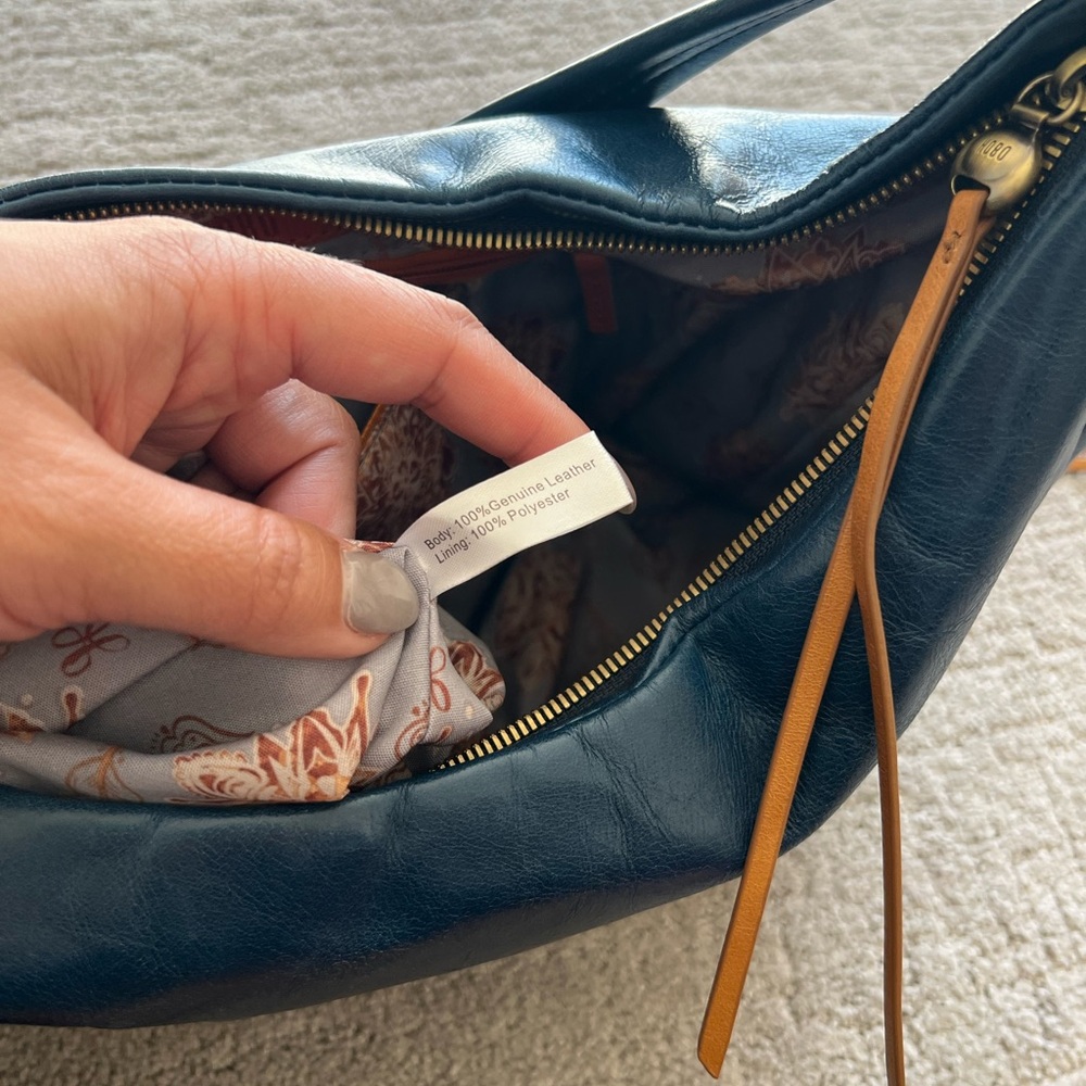 Elegant Blue Leather Hobo Bag - Picture 13 of 16
